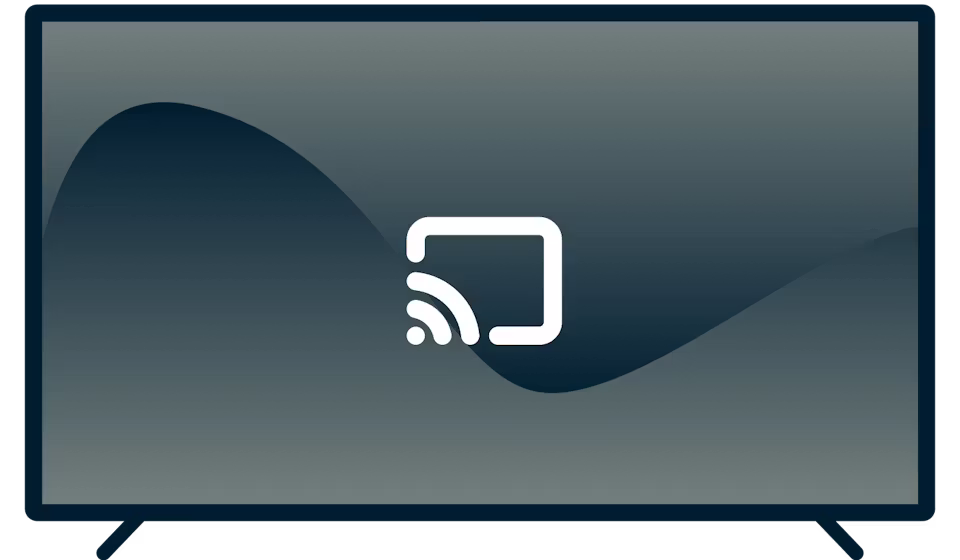 Logo Chromecast na telewizorze.