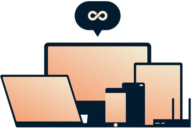 Nieograniczony transfer &ndash; symbol nieskończoności na r&oacute;żnych urządzeniach.