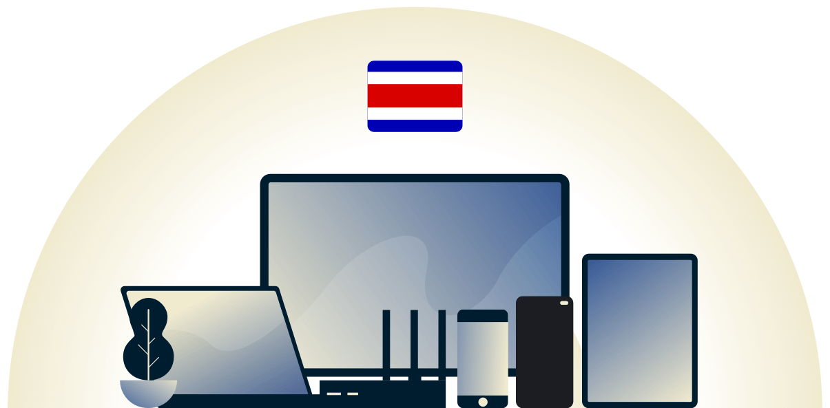 VPN suojaa eri laitteita Costa Ricassa.