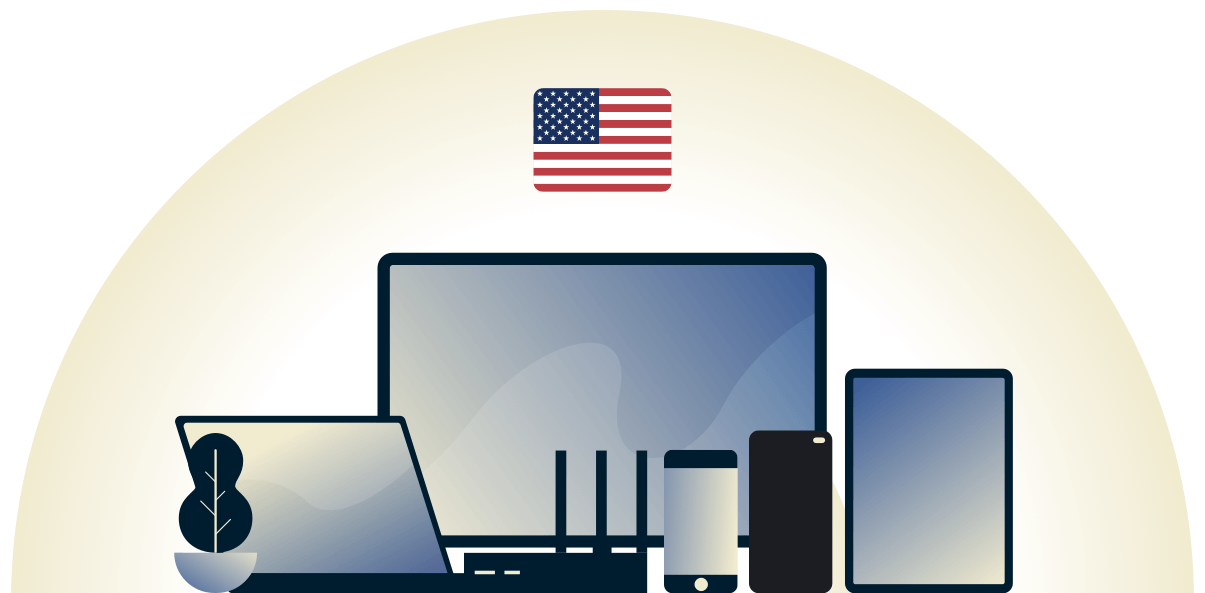 VPN statunitense che protegge una varietà di dispositivi.